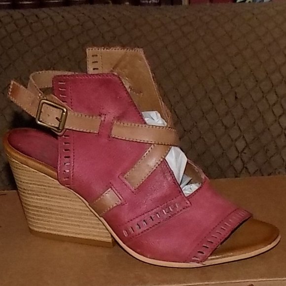 Miz Mooz Shoes - Miz Mooz Kipling Leather Two Toned Block Wedges